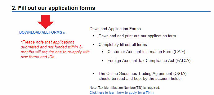 col financial account opening forms