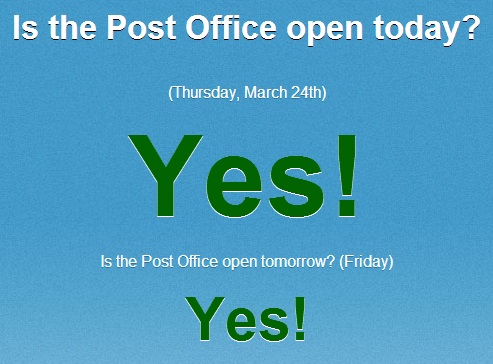 is the post office open today or closed
