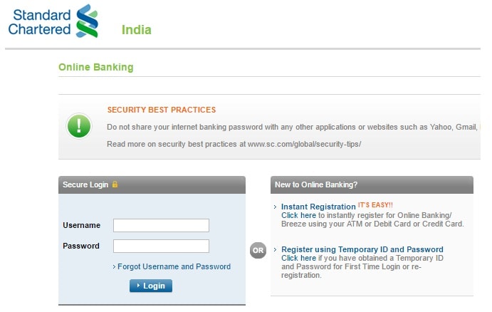 Register in Standard Chartered Online Banking India