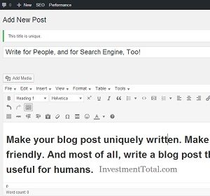 write a blog post in wordpress