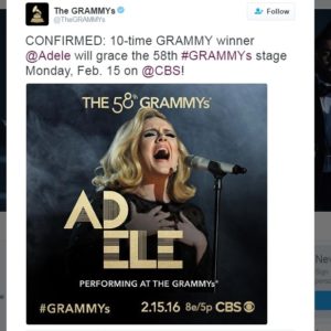 Adele Perform on 58th Annual Grammy Awards 2016