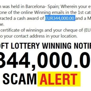 Microsoft Lottery Winning Notification