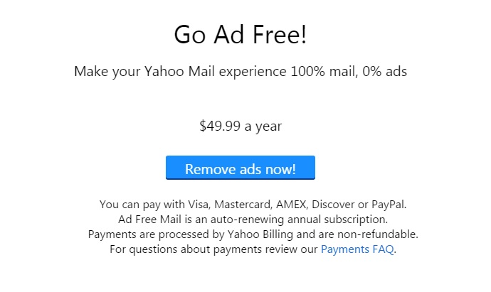Make Yahoo Mail 100% Ad Free