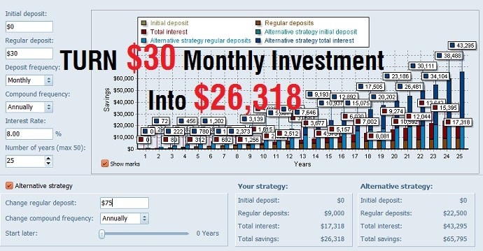 Monthly Investment Plan $30 Future value