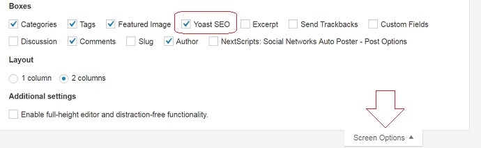 show yoast seo plugin when creating blog post
