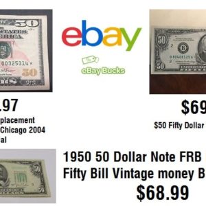Old Fifity 50 Dollar Bill Prices on eBay Bucks