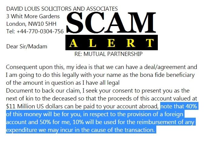 Scam Alert Mutual Partnership from David Louis Solicitors and Associates