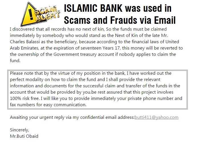 islamic bank scam alert via email-min