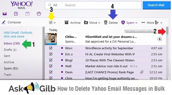 How to Delete Yahoo Email Messages in Bulk