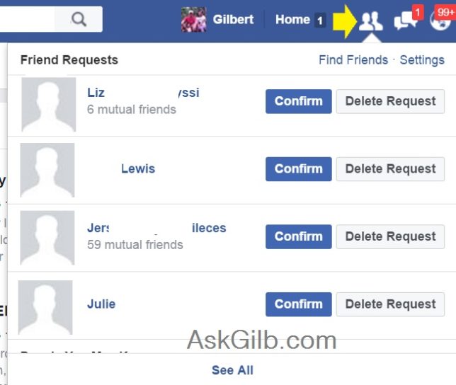 if you delete a friend request on facebook will they know