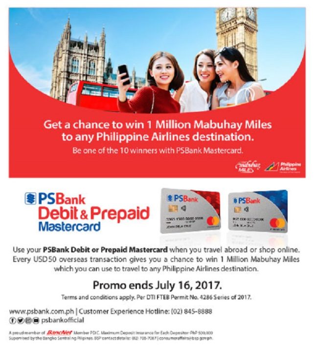 Win 1 Million Philippine Airlines Mabuhay Miles Using PSBank Debit ...