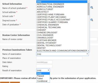 PRC Online Registration For Licensure Examination - Online Application