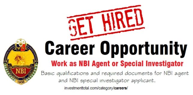 NBI Job Opportunity: NBI Agent and Special Investigator Basic Qualifications