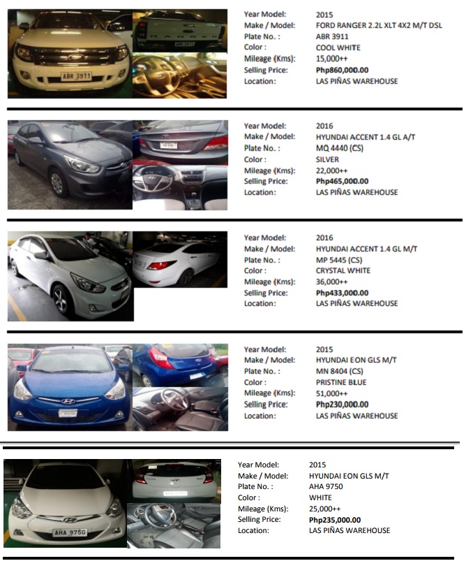 Used Cars for Sale from Bank of Commerce 2015 to 2017 Car Model