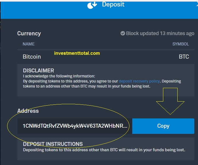 bittrex change bitcoin address