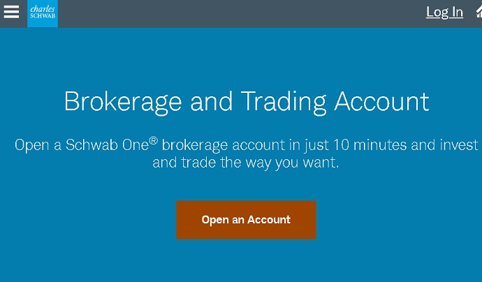 Image Screenshot: Charles Schwab Brokerage Account Application Online Official Website