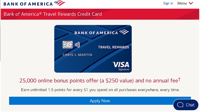 BOA Travel Rewards Card Bank of America Credit Card